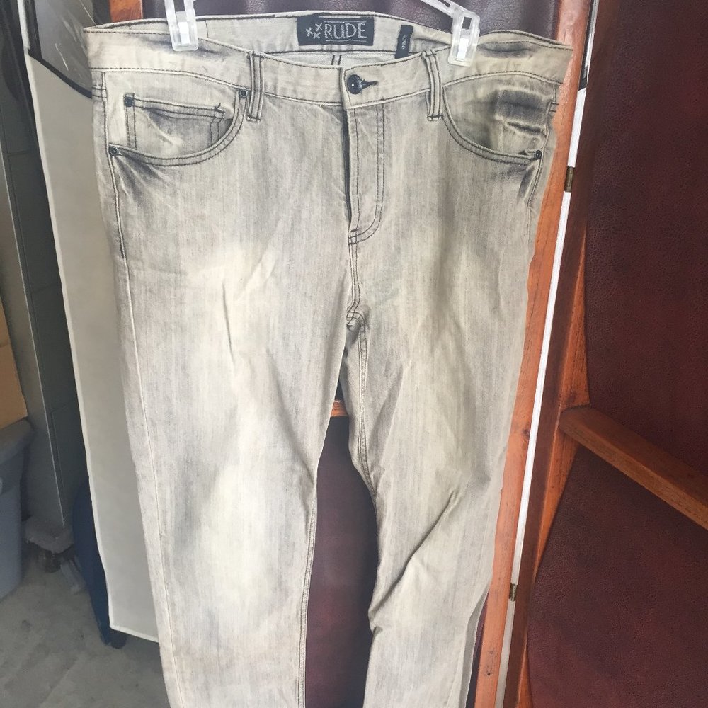 button fly  Rude Skinny stretch mens jeans 34